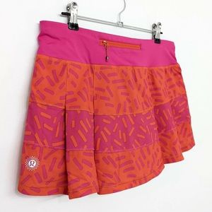 RARE Lululemon Seawheeze Pace Rival Skirt Bold Stripe Magenta Sprinkles Size 6
